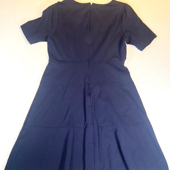 Talbots A-Line Dress Woman's 8 Peasant Rear Zip Just Above Knee ~37" L Navy Blue - Picture 3 of 11